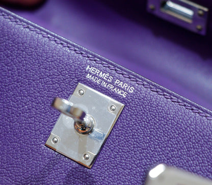 HM Mini Kelly 19cm Purple Epsom Gold Hardware
