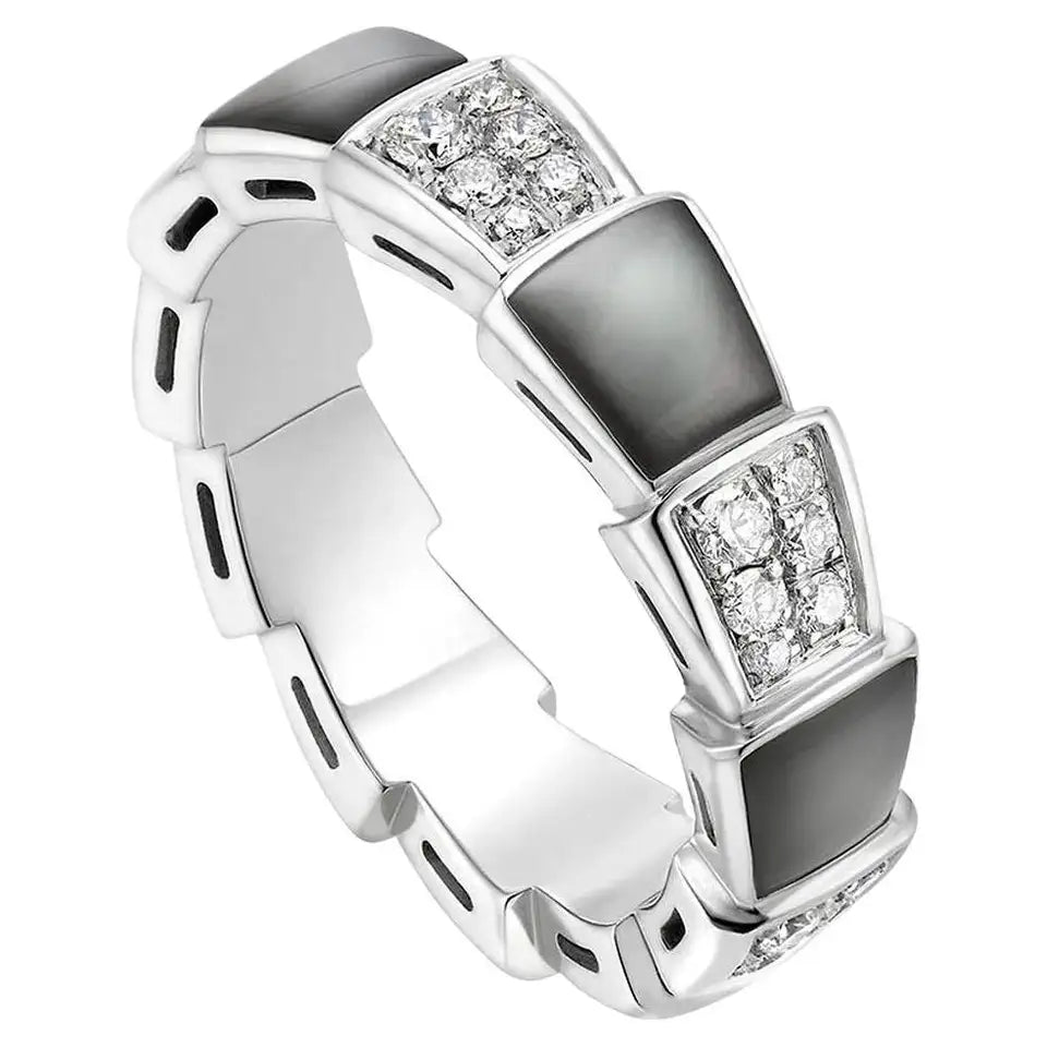 [GALE]SERPENTI RING SILVER DIAMOND BLACK MOP 4MM