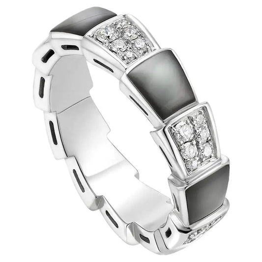 [GALE]SERPENTI RING SILVER DIAMOND BLACK MOP 4MM