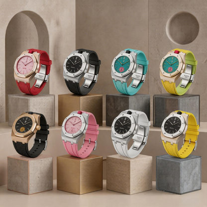 Steel Case & Fluoroelastomer Strap Full‑wrap Embedded Watch Band