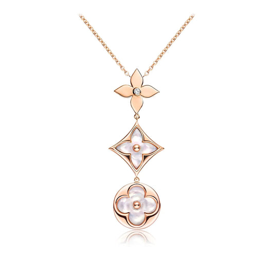 [NOVO]COLOR BLOSSOM LARIAT-HALSKETTE ROSA GOLD WEISSE PERLE UND DIAMANT
