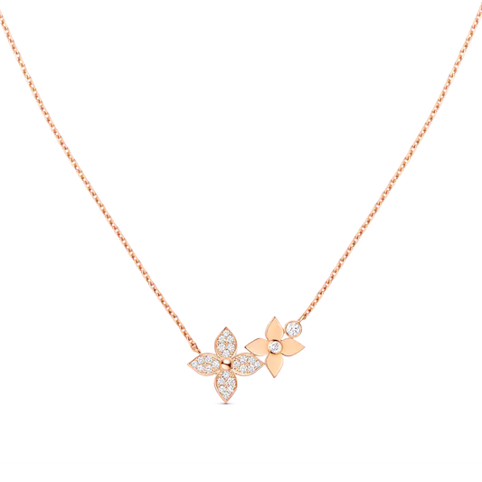 [NOVO]STERNBLÜTEN-HALSKETTE ROSA GOLD DIAMANTEN