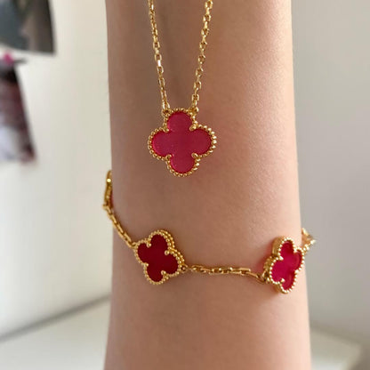 [GALE] NEW CLOVER 15MM PINK ENAMEL NECKLACE