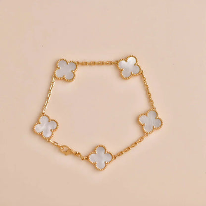 [GALE]CLOVER WHITE PEARL MOP 5 MOTIF BRACELET COLLECTION