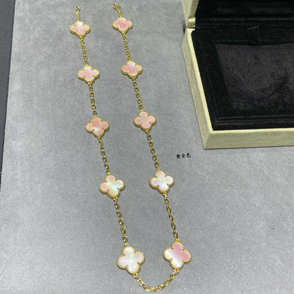 [GALE]CLOVER 10 MOTIFS PINK MOP NECKLACE
