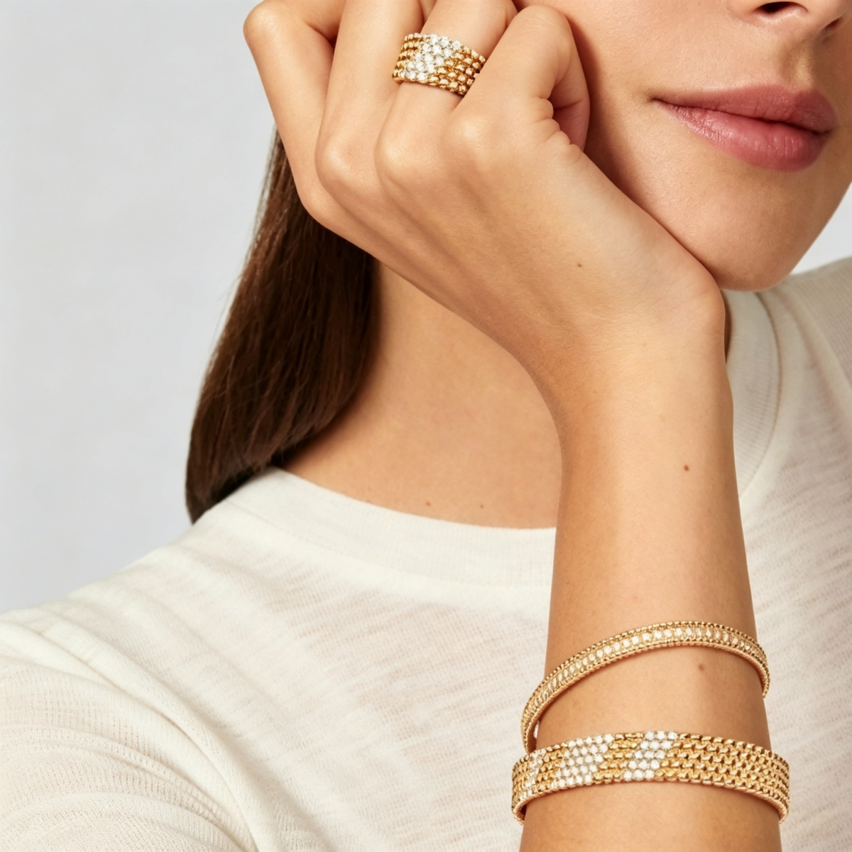 [GALE]  FIVE-ROW DIAMOND BRACELET