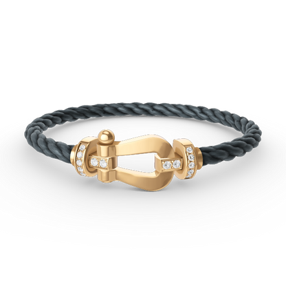 [GALE]FORCE LARGE HORSESHOE HALF DIAMOND BRACELET GOLD