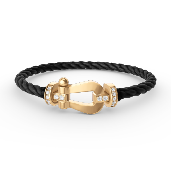 [GALE]FORCE LARGE HORSESHOE HALF DIAMOND BRACELET GOLD