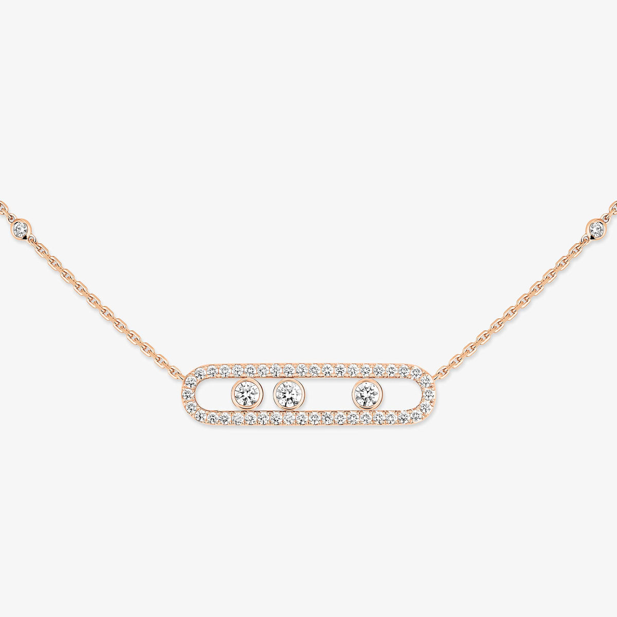 [GALE] Move Pave_ Rose Gold Diamond Necklace