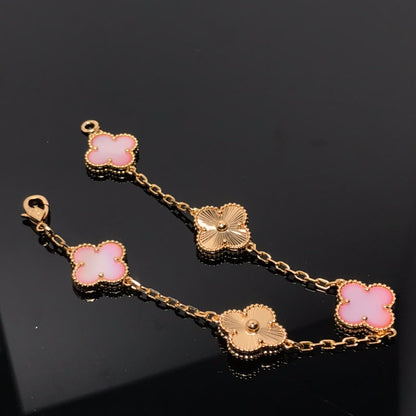 [GALE]CLOVER BRACELET 5 MOTIF PINK AND PINK GOLD