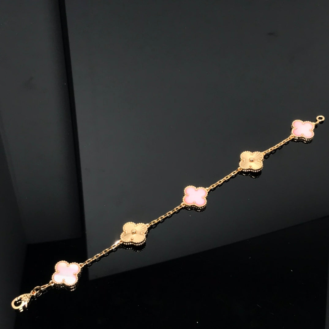 [GALE]CLOVER BRACELET 5 MOTIF PINK AND PINK GOLD