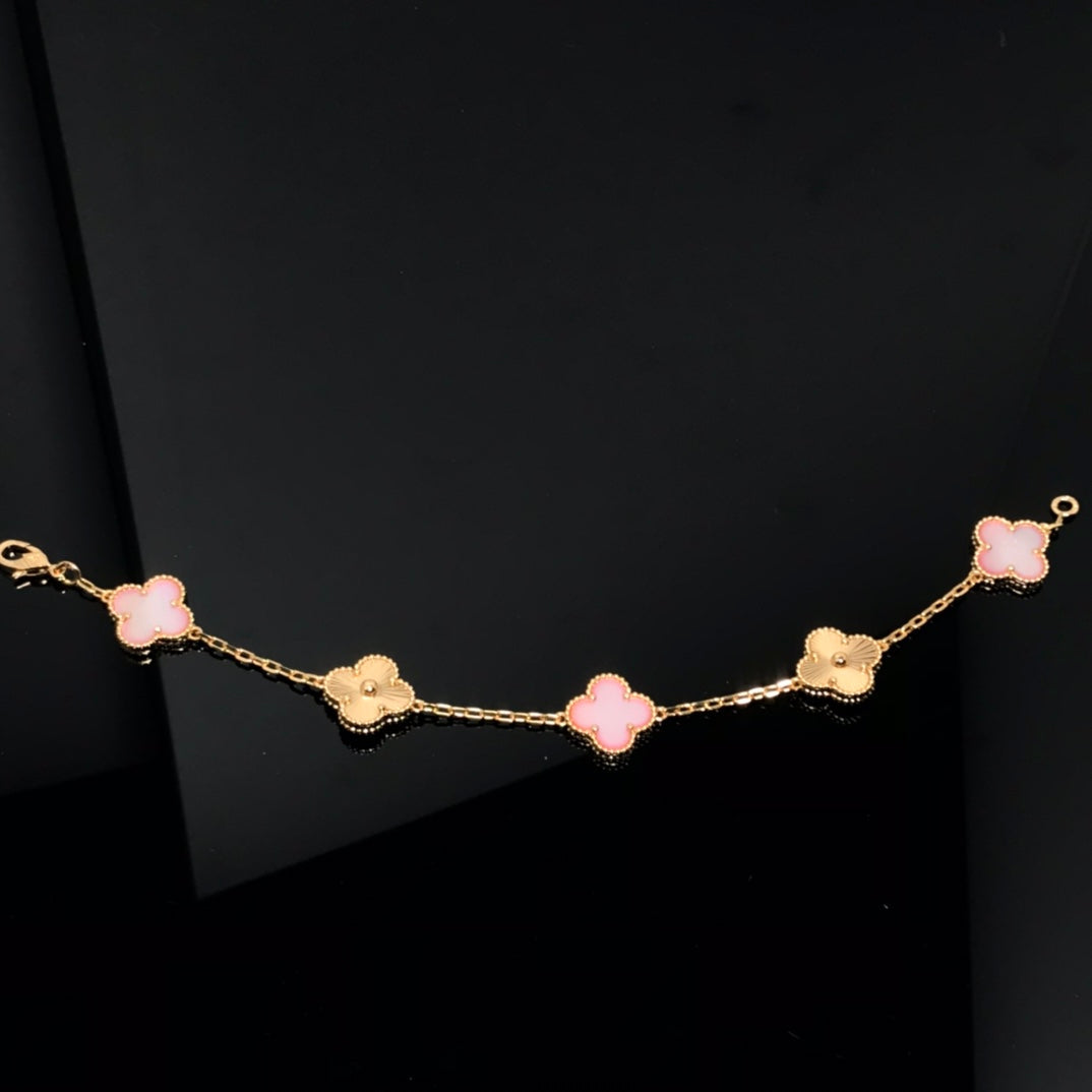 [GALE]CLOVER BRACELET 5 MOTIF PINK AND PINK GOLD
