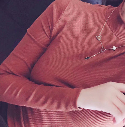 [NOVO]ラッキースプリング 4モチーフ ローズゴールドネックレス