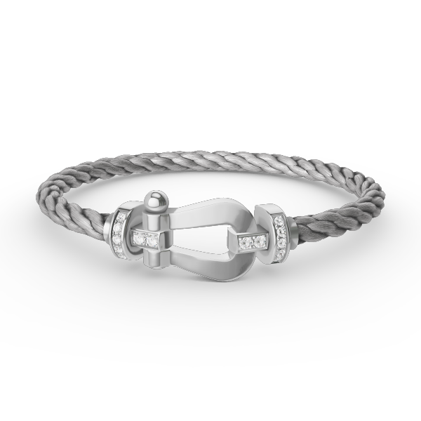 [GALE]FORCE LARGE HORSESHOE HALF DIAMOND BRACELET SILVER