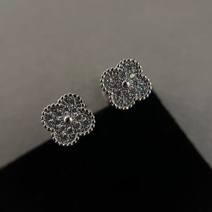 [GALE]CLOVER MINI DIAMOND STUD EARRINGS