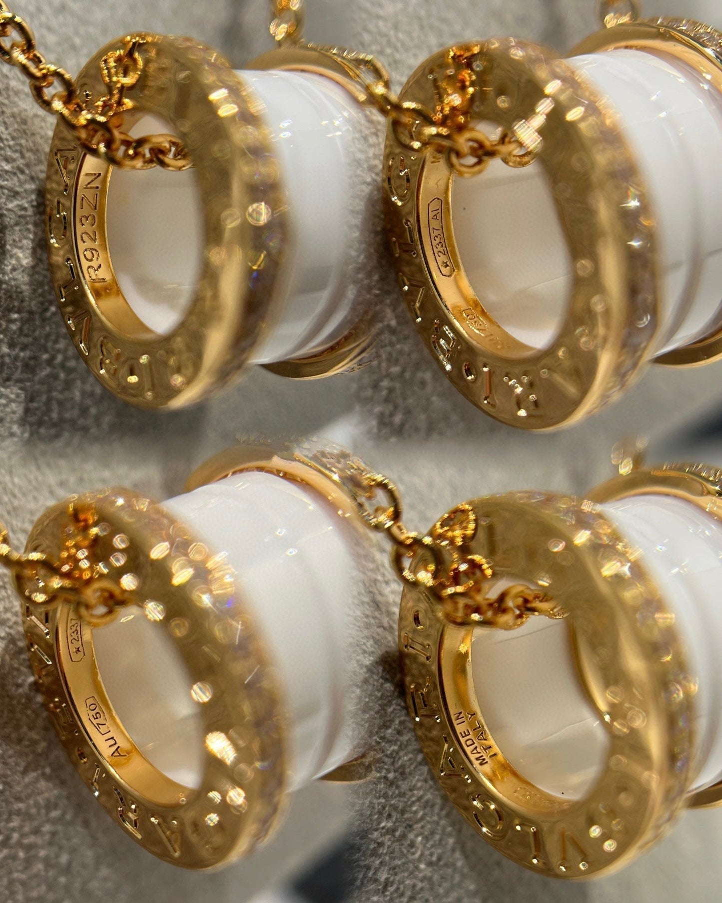 [GALE]ZERO 1 WHITE CERAMIC DIAMOND PINK GOLD NECKLACE